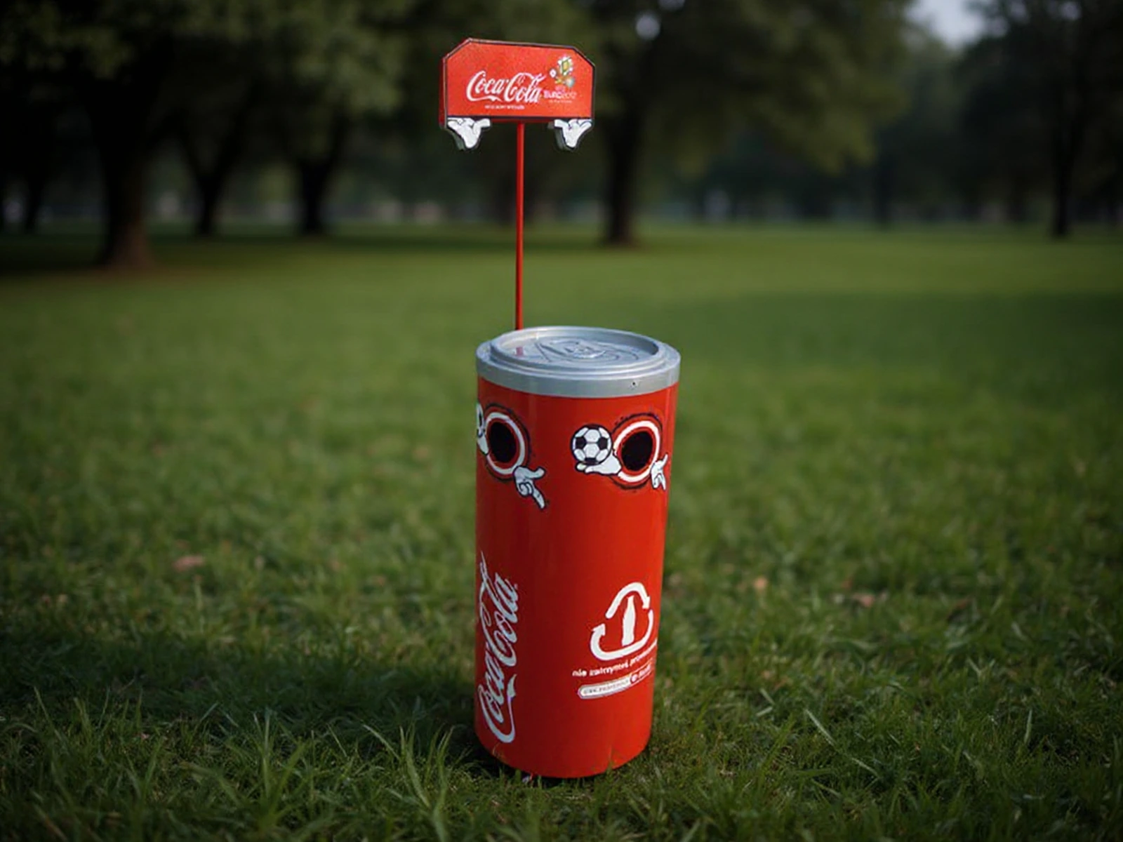 CONTAINER for trash with logotypes Coca-Cola for event campaign