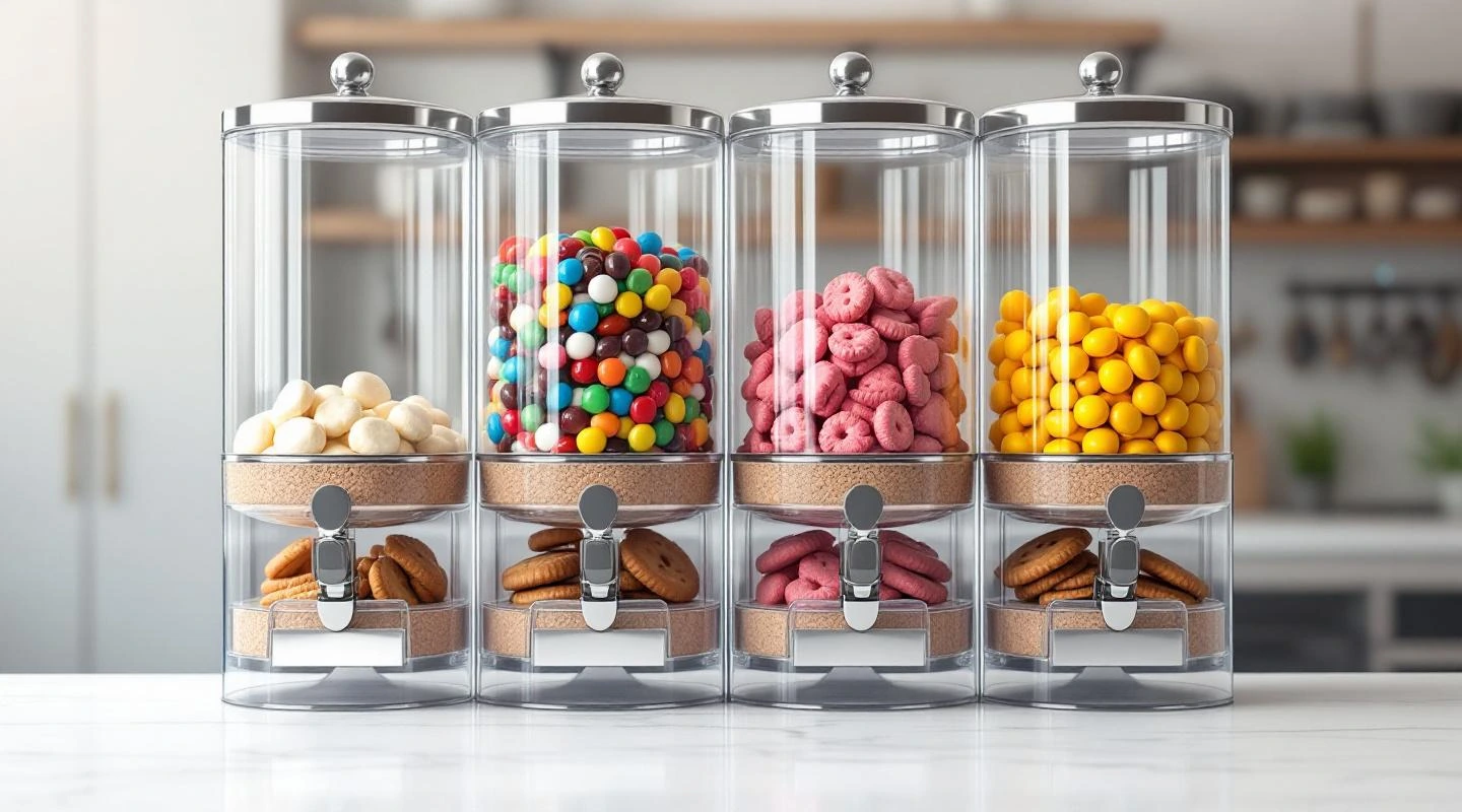 Containers for ciasteczka / dropsy (loose, plexi 3mm) for the industry Cukiernia / piekarnia — solution from acrylic
