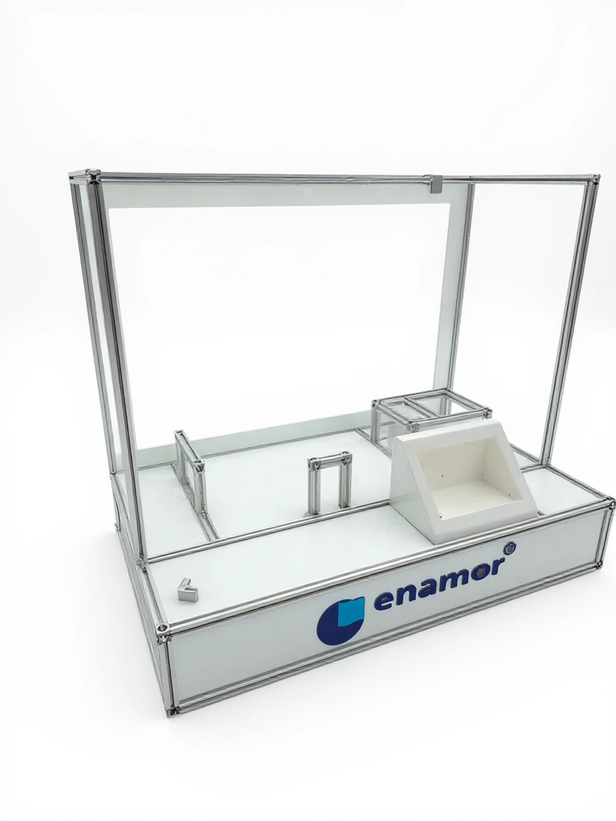 enamor — Showcase display from aluminium frame and przeszkleniami from acrylic, intended for presenting products in handlu detailic
