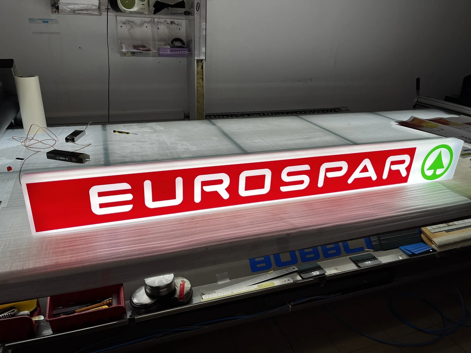 EUROSPAR — Illuminated logo sign LED with logo brand, made from acrylic, for umieszczenia for frontach stores or points hand