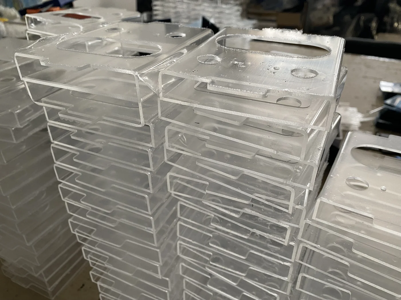 Detail CNC-milled with 3 mm clear acrylic — pockets, holes and powierzchnie functional