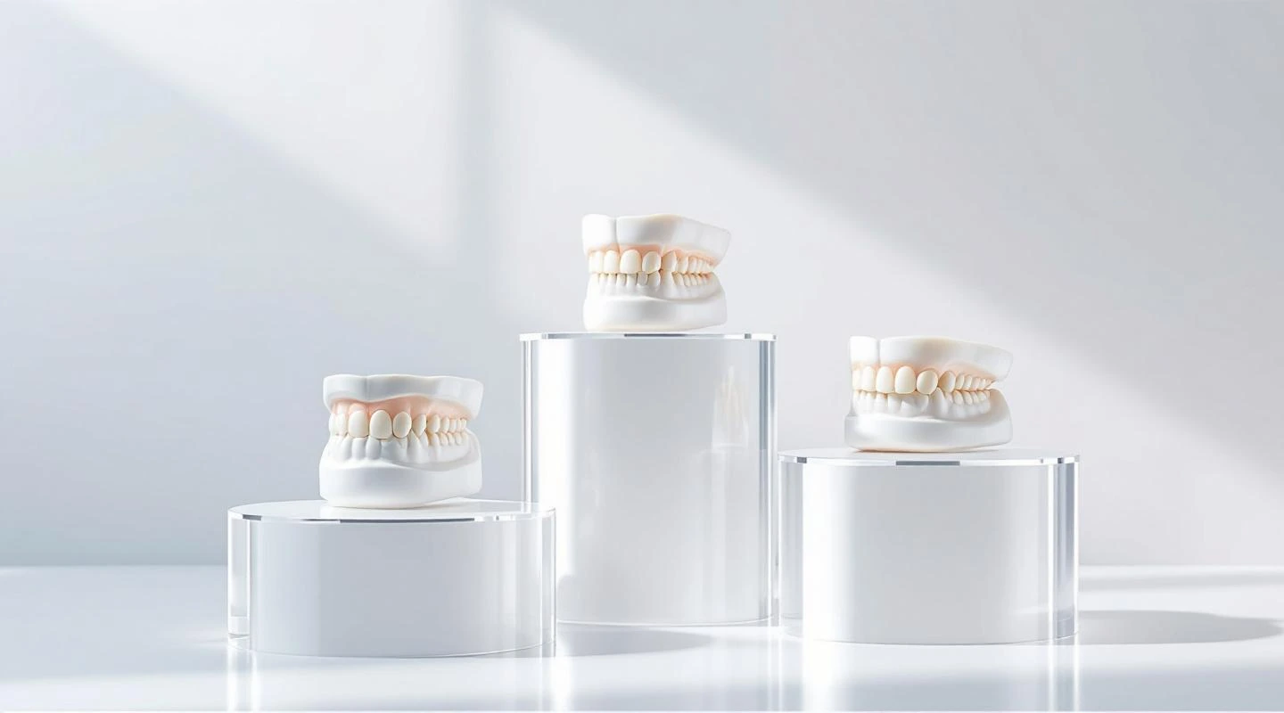 Podstawki pod modele zębowe (białe matowe) dla branży Dentysta / gabinet — rozwiązanie z plexi, realizacja PlexiSystem