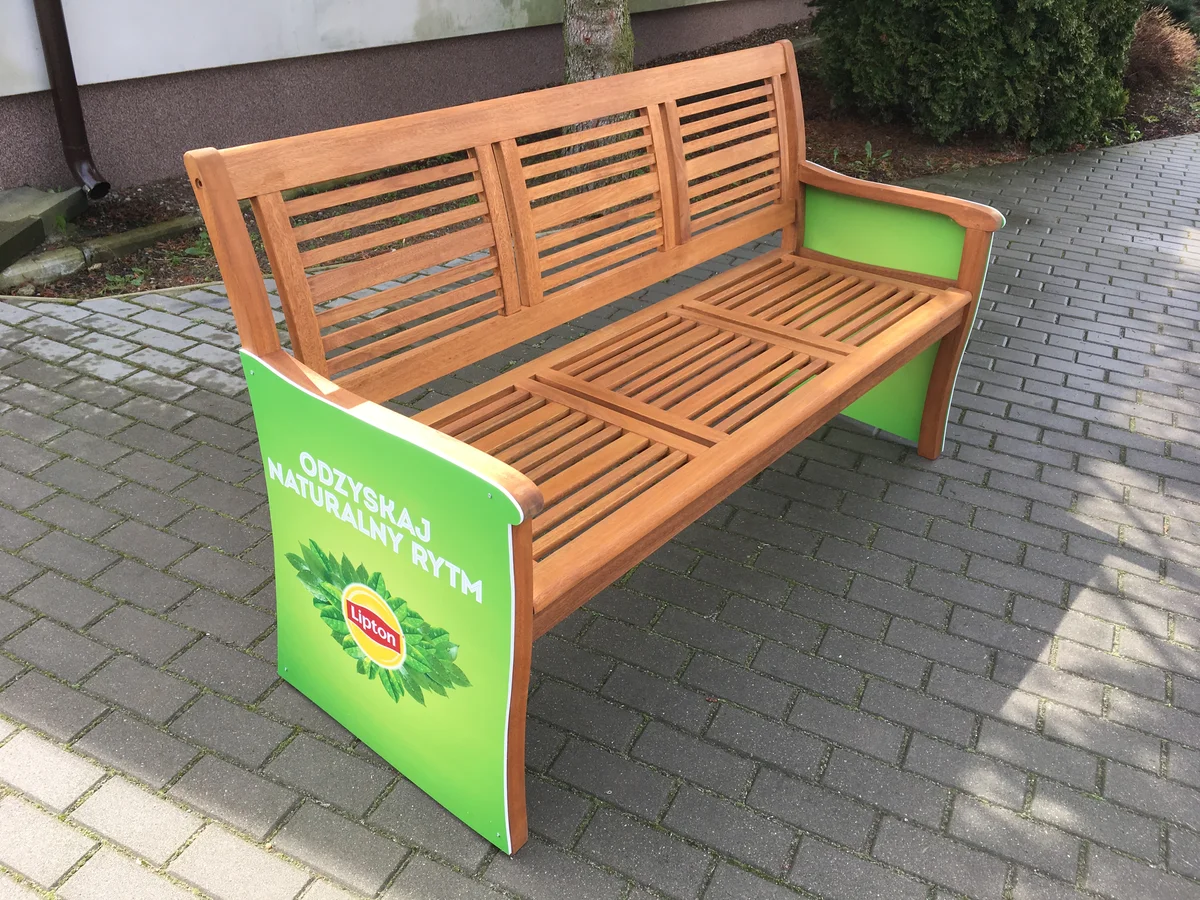 Double-sided outdoor advertising stand from Dibond with UV print — drugstore chain