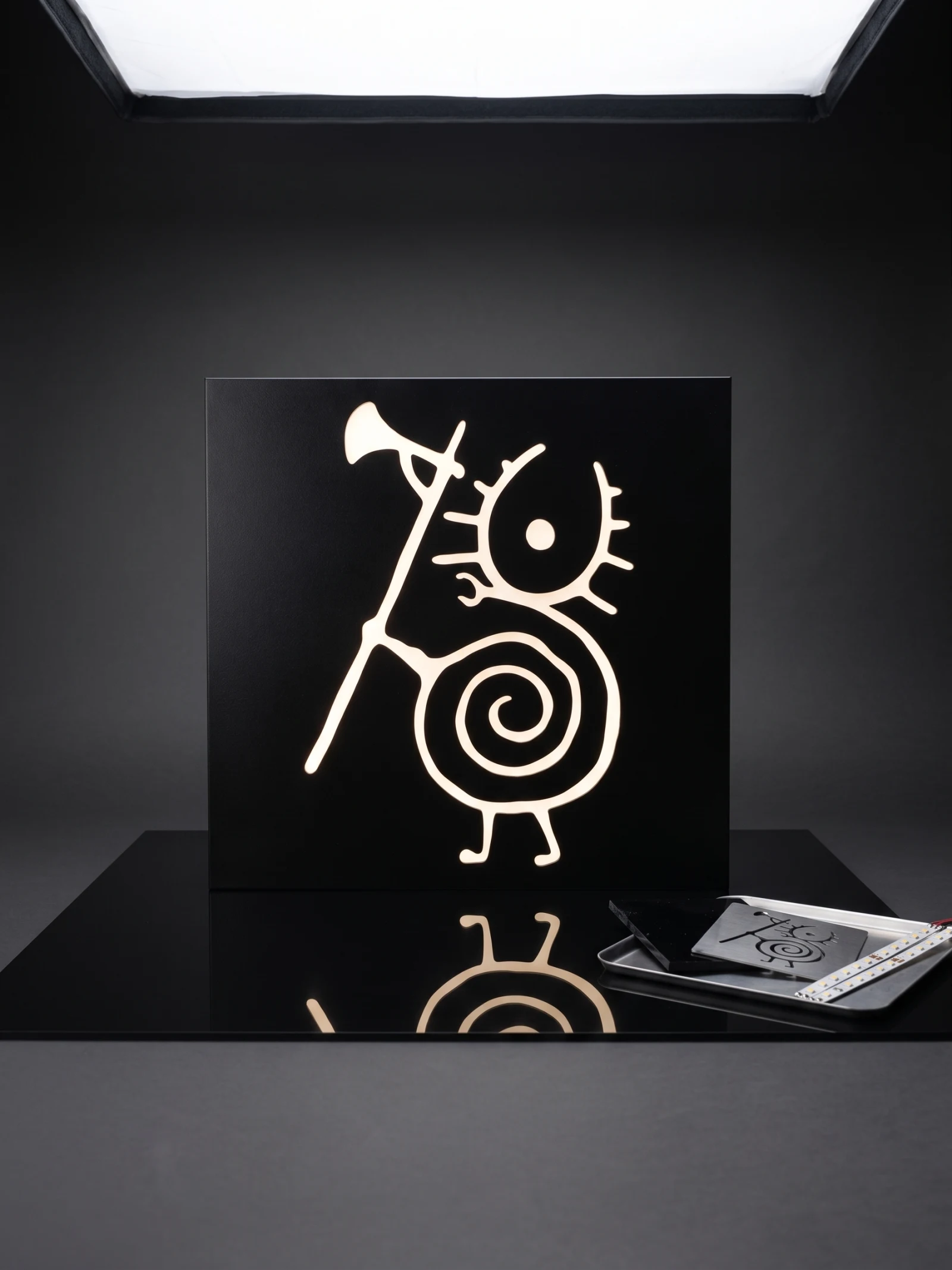 Illuminated plafon with logo team Heilung — project in-house for the office PlexiSystem