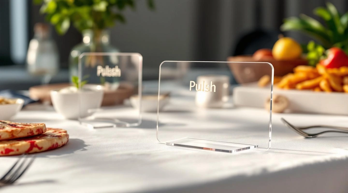 Stand for buffet (labels dishes) for the industry Restauracja / hotel — solution from acrylic
