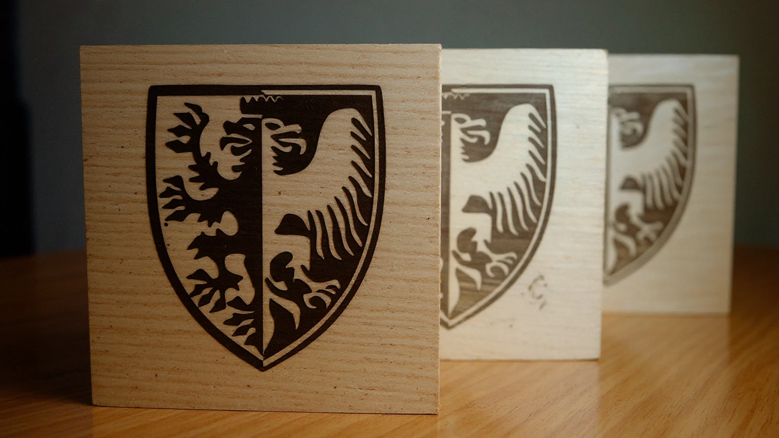 Wooden tabliczki engraved