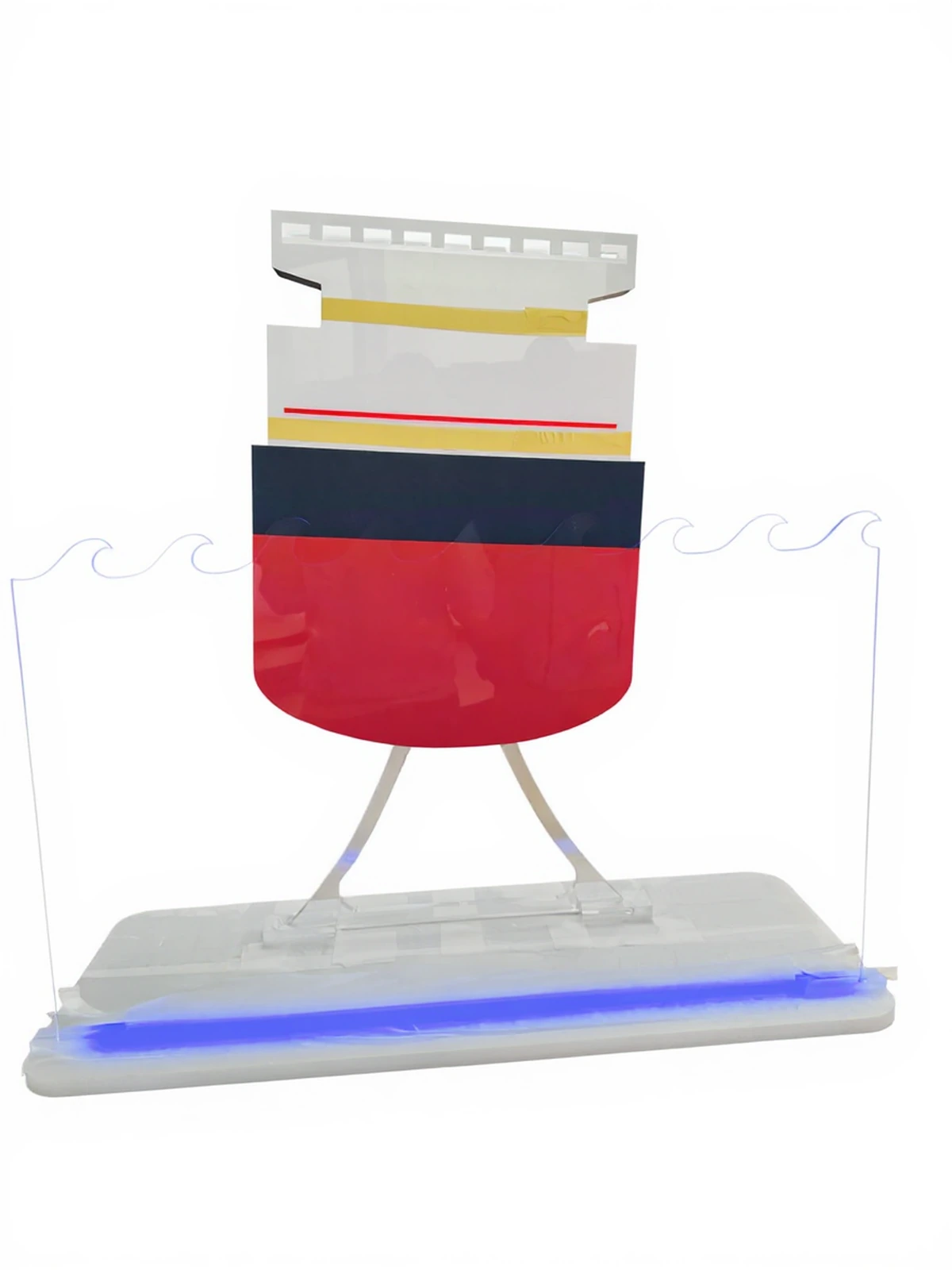 Project PlexiSystem — Display from acrylic from blue neonem, multi-level stand display for presenting products.