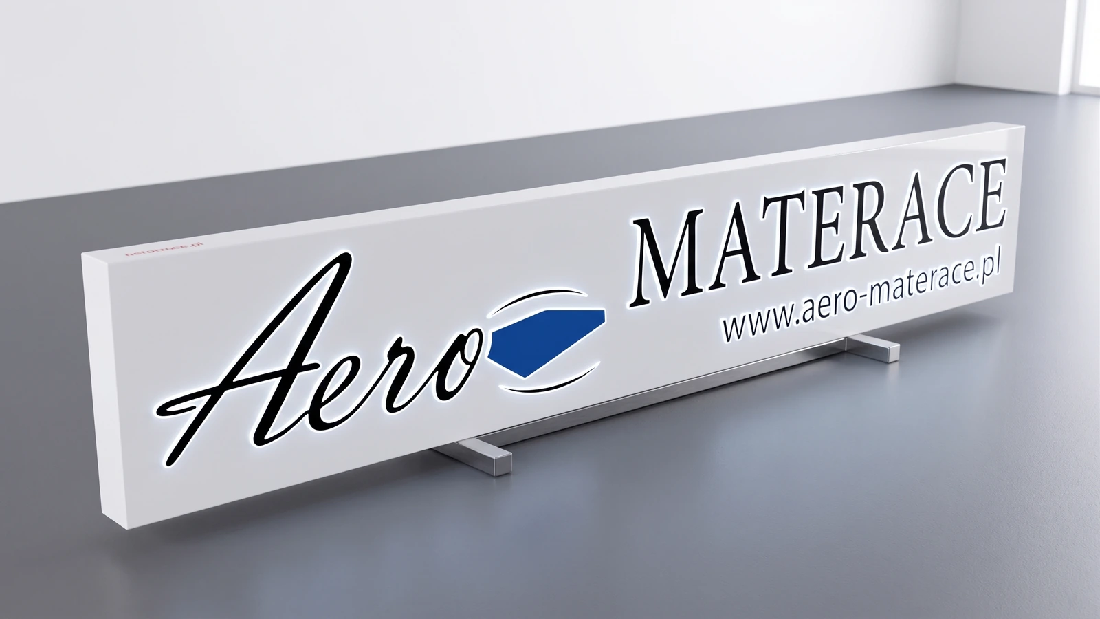 Illuminated lightbox for materacy Aero — plexi from printed graphics and logo
