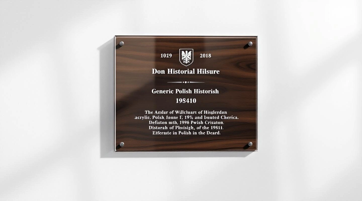 Sign historical from engraved + wood for the industry Muzeum / kultura — solution from acrylic