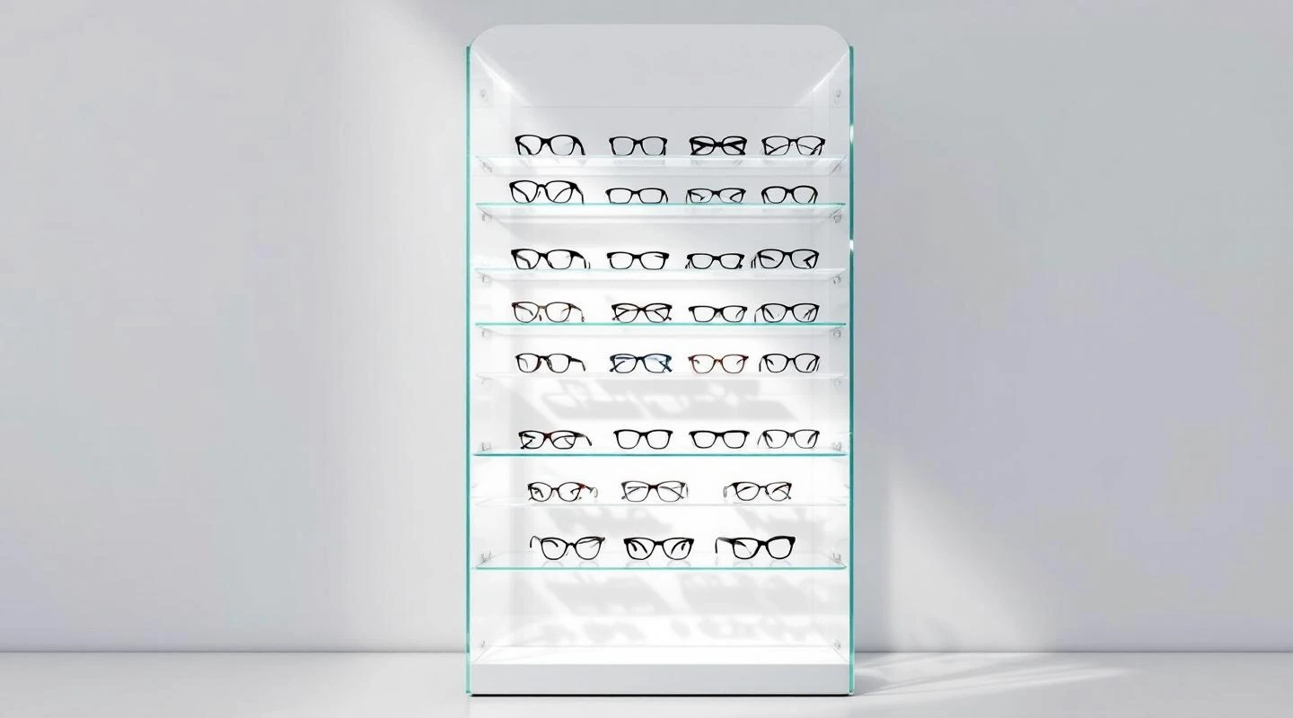 Shelving from shelves for oprawki for the industry Optyk — solution from acrylic
