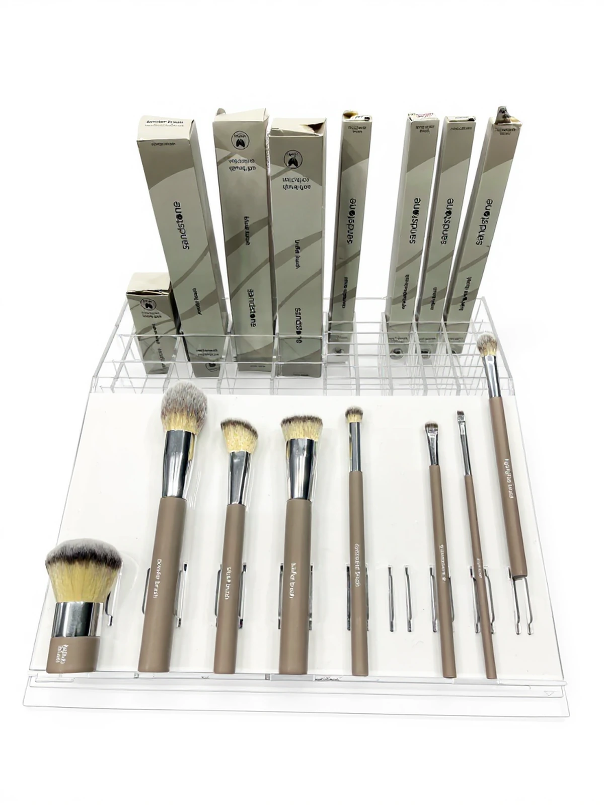 Sandstone — Display from acrylic for presenting brushes cosmetic and products for makeup from transparent compartments