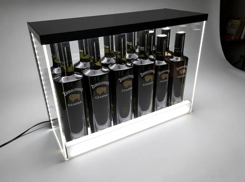 clear acrylic LED countertop display for spirits