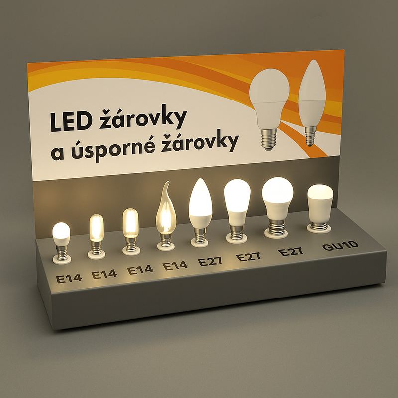 Ekspozytor naladowy z plexi na żarówki LED oświetlenie ekspozycja