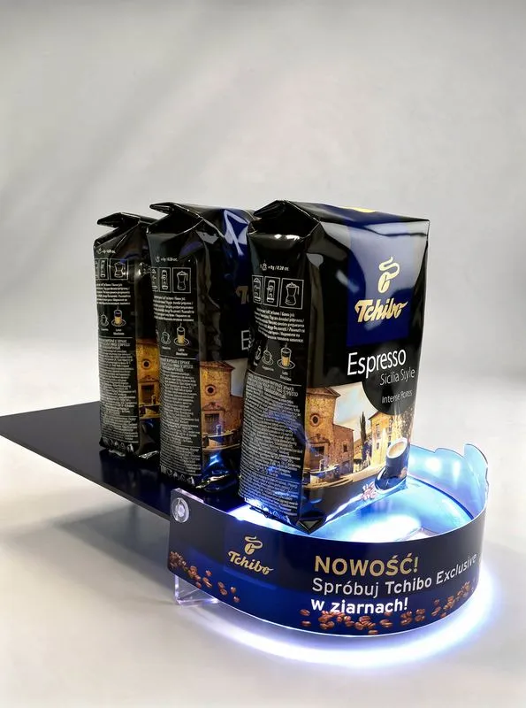 LED shelf display for coffee brand