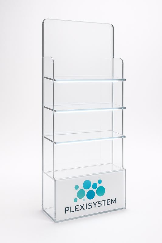 Regał półkowy z plexi bezbarwnej na komponenty i części