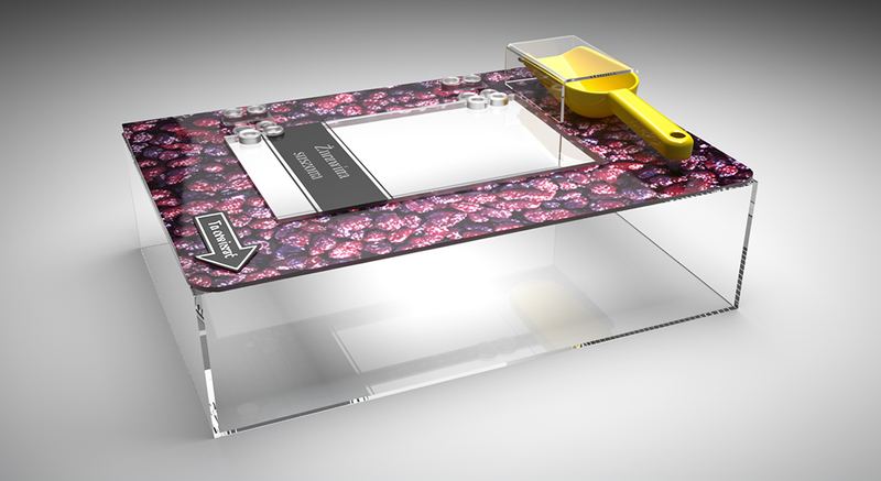 Ekspozytor ladowy z plexi bezbarwnej na bakalie i orzechy