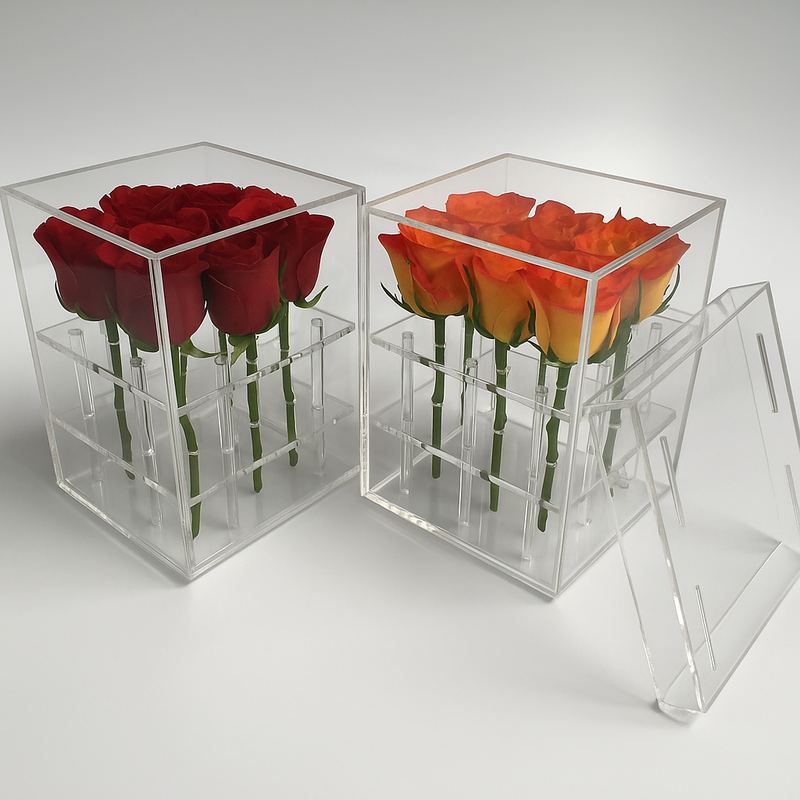 Pojemnik na wymiar z plexi ekspozytor na kwiaty indywidualny projekt