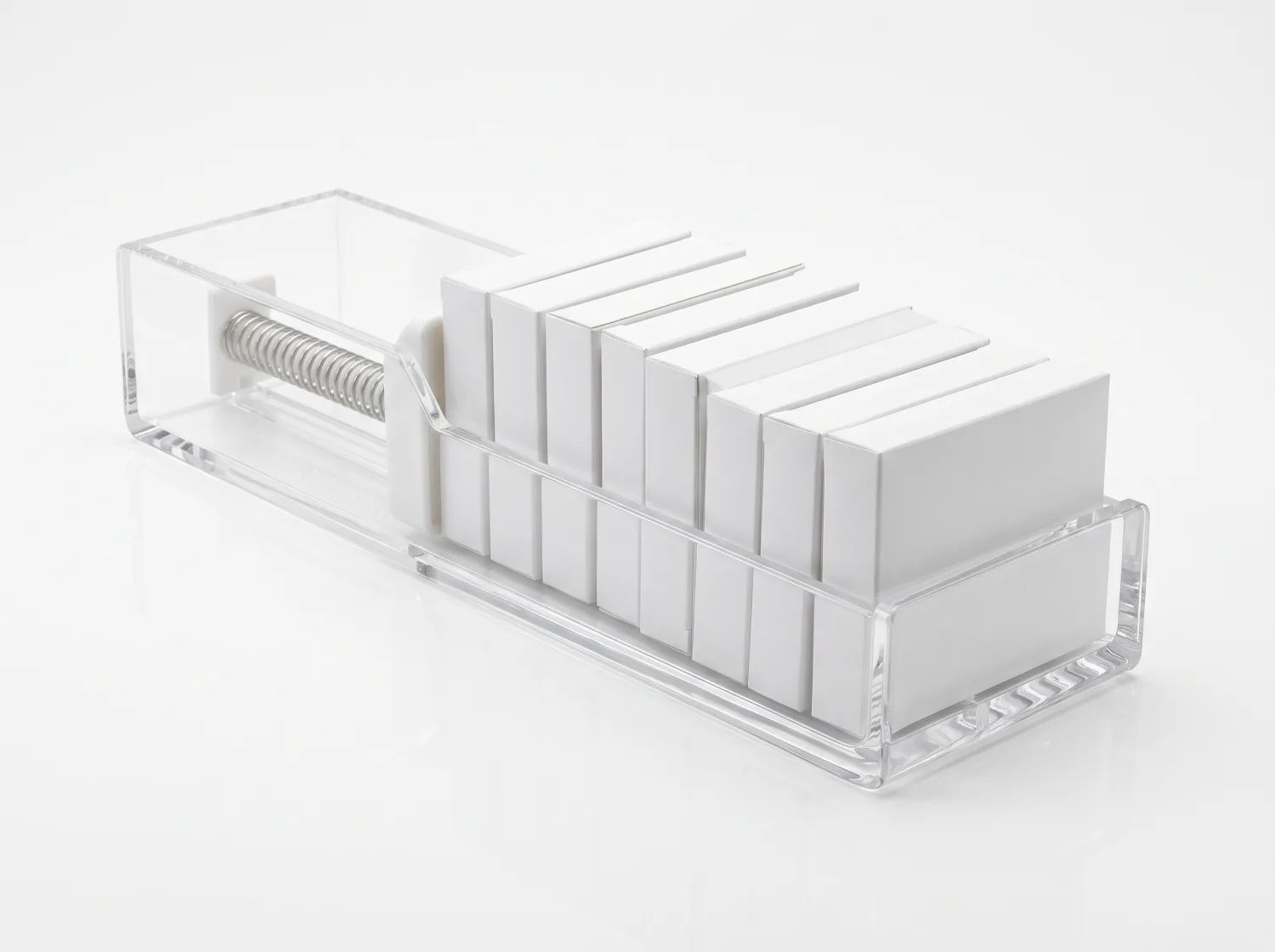 single-channel acrylic pusher tray with spring pusher